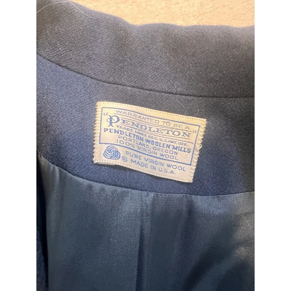 VTG Pendleton Blazer Mens 40 Blue Navy Wool Pocket Sport Coat USA Jacket 1980's